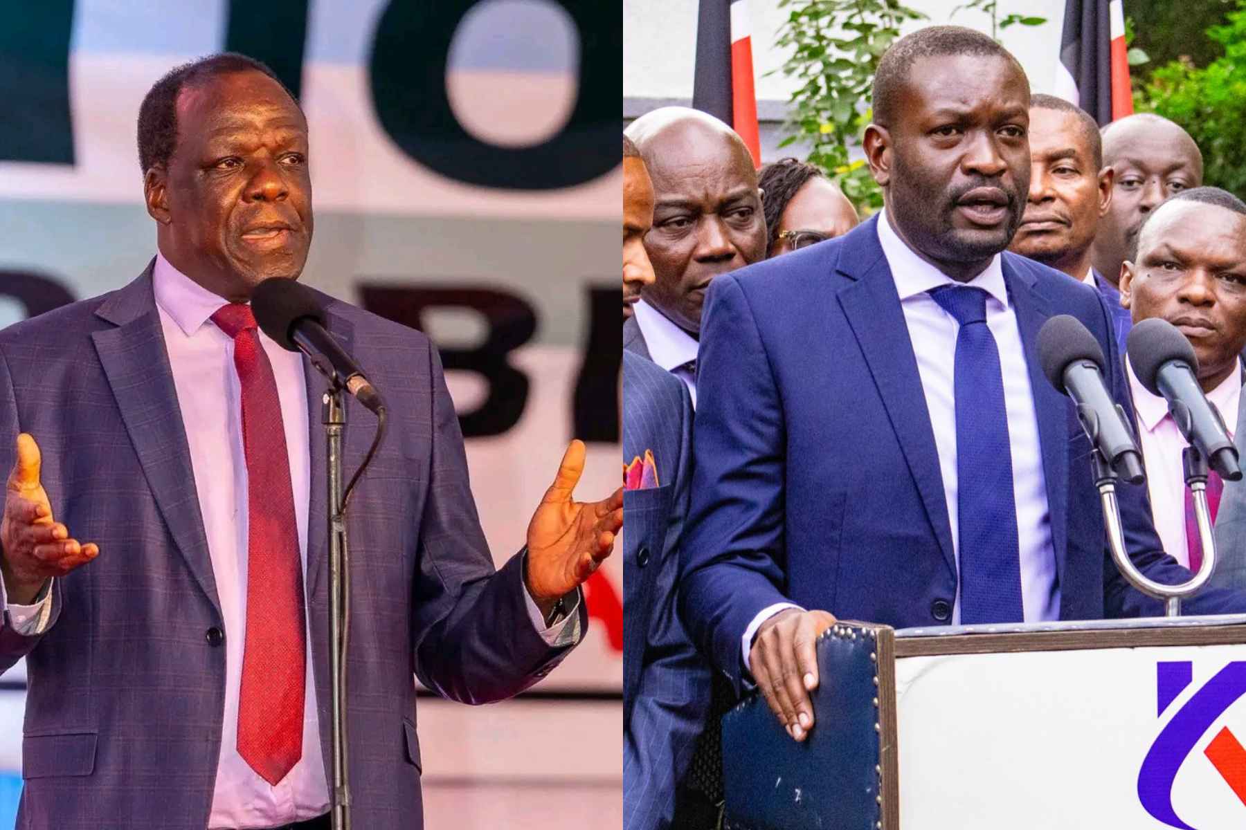 Collage photo of CS Wycliffe Oparanya and Edwin Sifuna.